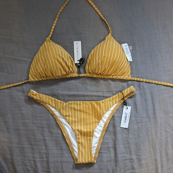 Vitamin A Other - Vitamin A Gia California Bikini Set Dorada Stripe Yellow
